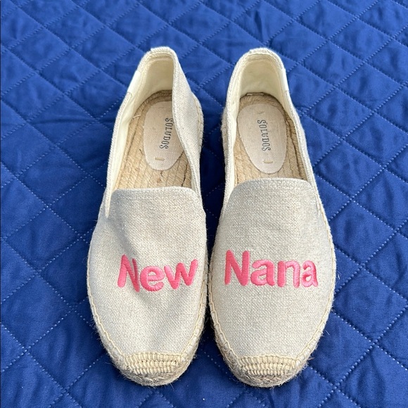 Soludos Cream and Pink Espadrilles Woven Jute Sole- Anthropology- New Nana - Picture 1 of 9